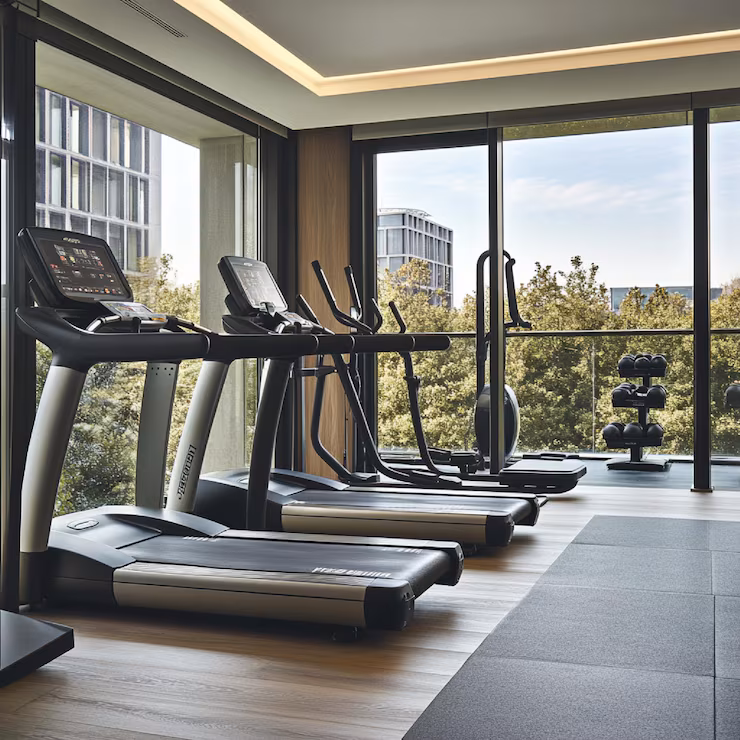 Clubhouse and gym with modern equipment